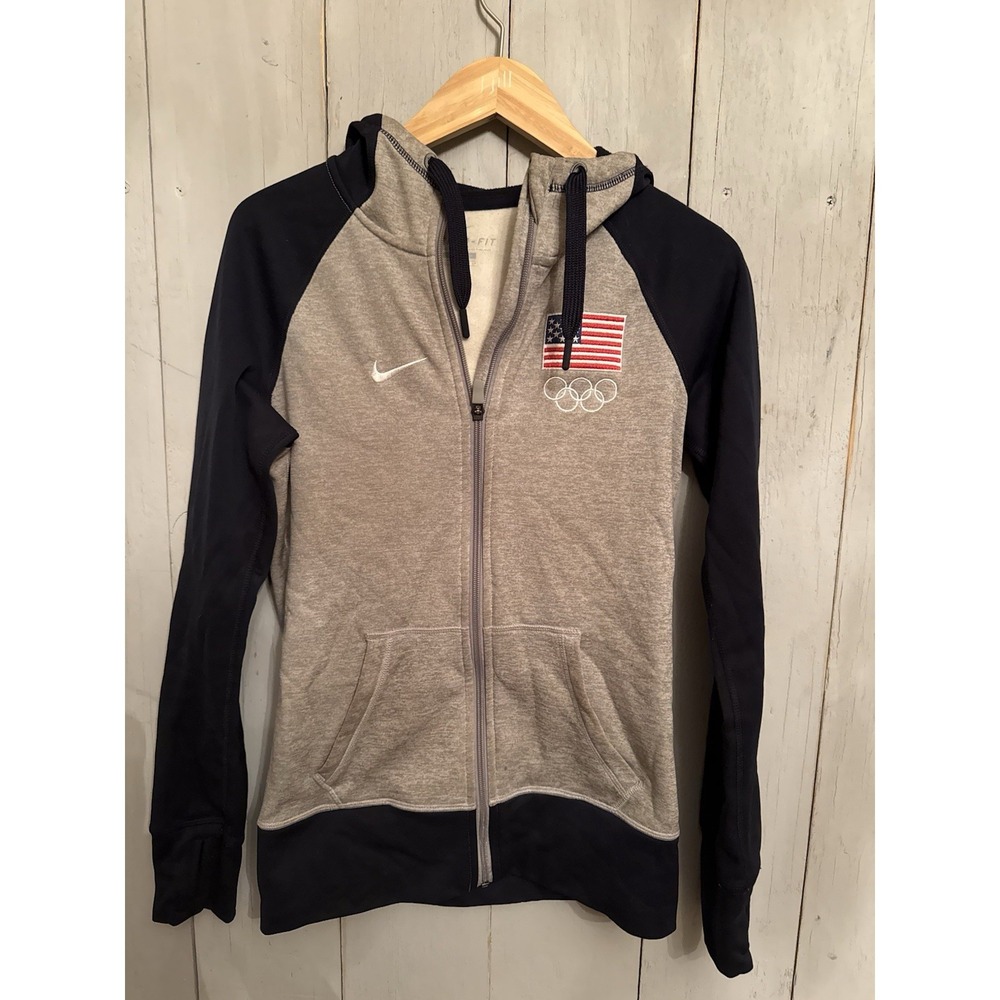 Olympics USA Nike XS Ladies Therma-Fit Zip Grey Hoodie Sweatshirt Zip Jacket